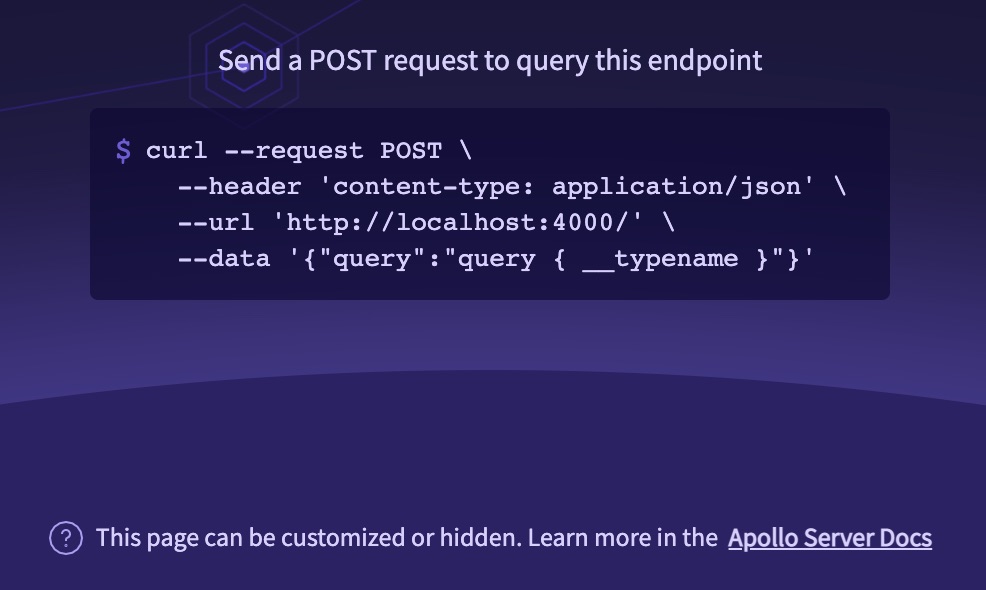 Apollo Server default landing page